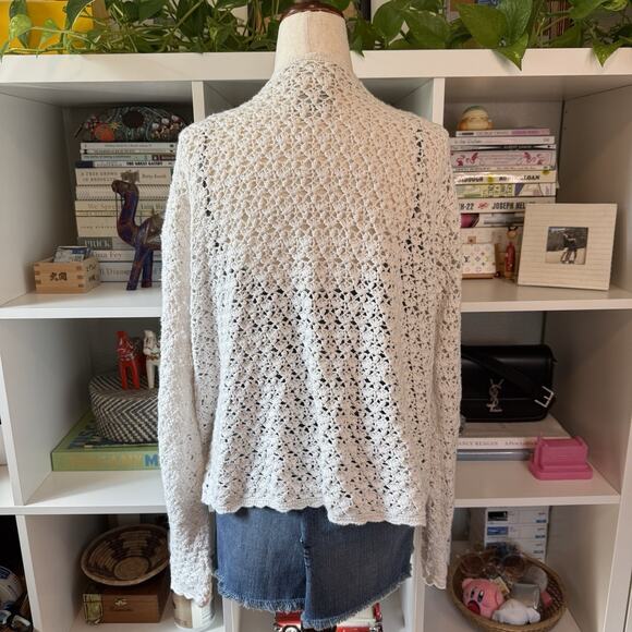 Vintage Northern Reflections Open Knit Boho Cottage cardigan sweater White Sz XL - Picture 2 of 7